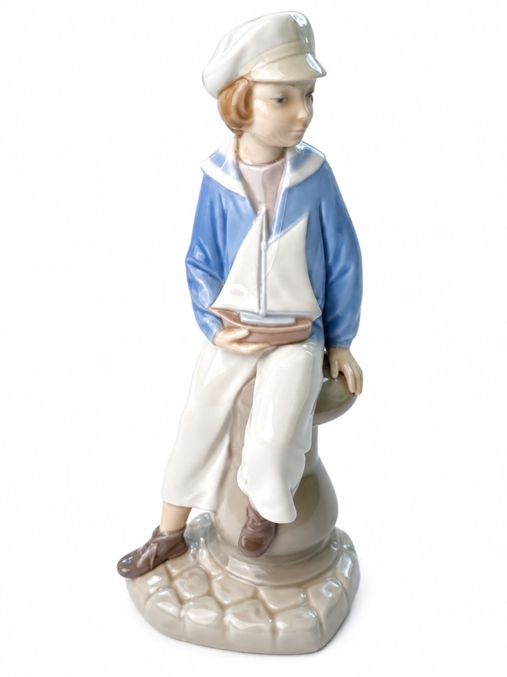 Vintage Lladró #4810 “Boy With Yacht” Porcelain Figurine